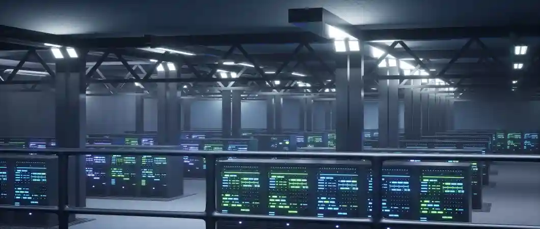 Data center cooling infrastructure with precision HVAC systems supporting server reliability and thermal management