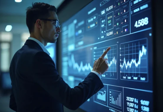 Real-time production dashboard showing machine running status, production volume, and equipment performance